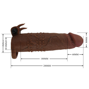 Подовжуюча насадка з вібростимуляцією Pretty Love - Quillon Vibrating Penis Sleeve Brown, BI-026281Z-1