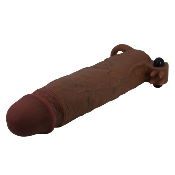 Подовжуюча насадка з вібростимуляцією Pretty Love - Xerxes Vibrating Penis Sleeve Brown, BI-026282Z-1