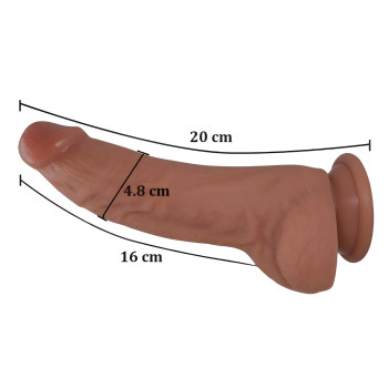 Великий фалоімітатор з мошонкою на присосці, із м'якого двошарового силікону OYO - Dildo Double Layer Silicone YQW-002 (довжина 20 см, діаметр 4.8 см)