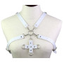 Портупея из искусственной кожи с фиксатором Women's PU Leather Chest Harness Caged Bra WHITE
