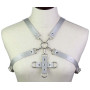 Портупея зі штучної шкіри із фіксатором Women's PU Leather Chest Harness Caged Bra GREY