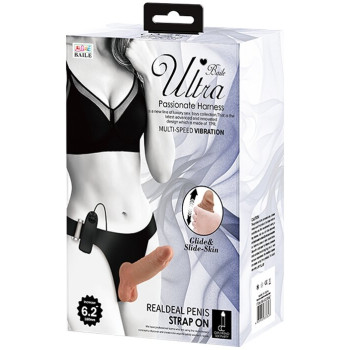 Страпон с вибрацией Ultra Passionate Harness Realdeal Penis 6.2'' - Brown