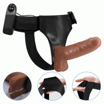 Страпон с вибрацией Ultra Passionate Harness Realdeal Penis 6.2'' - Brown