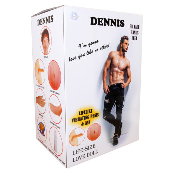 Надувна лялька DENNIS 3D із вставкою з кібершкіри та вібростимуляцією. BS5900003