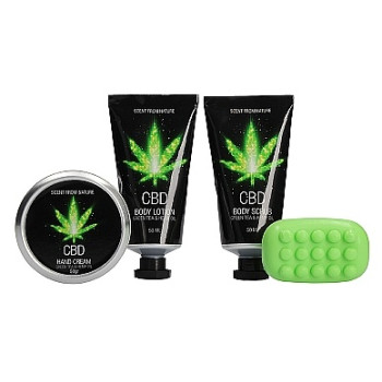 Набор после ванны и душа CBD Gift set - GREEN TEA & HEMP OIL ( 4 предмета )