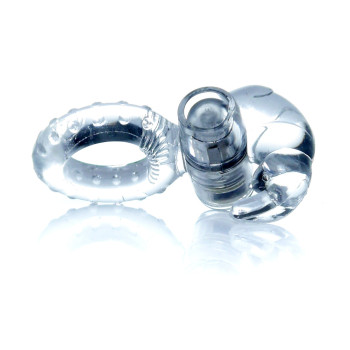 Ерекційне вібро кільце BOSS Rabbit Vibro Cock Ring Clear, BS6700049