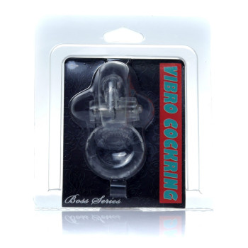 Ерекційне вібро кільце BOSS Rabbit Vibro Cock Ring Clear, BS6700049