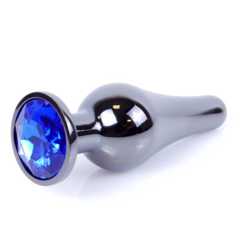Анальна пробка Boss Series - Jewellery Dark Silver BUTT PLUG Blue, BS6400059