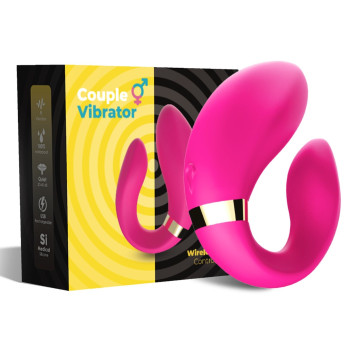 Вибромассажер для пар Boss Series с пультом ДУ - Couple Vibrator Pink USB 9 Function, BS5200030