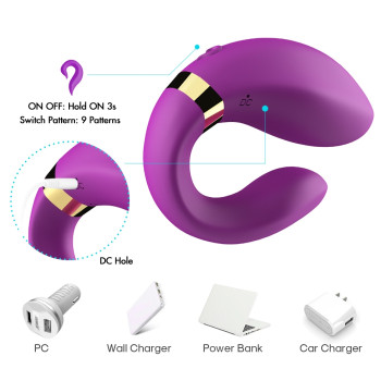 Вібромасажер для пар Boss Series з пультом дистанційного керування - Couple Vibrator Purple USB 9 Function, BS5200030-1