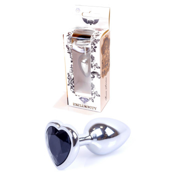 Анальний затор Boss Series - Jewellery Silver Heart PLUG Black S, BS6400047