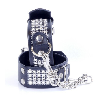 Наручники зі штучної шкіри з кристалами Fetish Boss Series - Handcuffs with cristals Silver, BS3300094