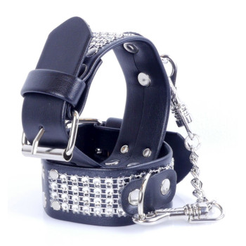 Наручники зі штучної шкіри з кристалами Fetish Boss Series - Handcuffs with cristals Silver, BS3300094