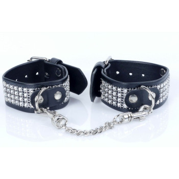 Наручники зі штучної шкіри з кристалами Fetish Boss Series - Handcuffs with cristals Silver, BS3300094