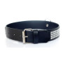Нашийник зі штучної шкіри з кристалами Fetish Boss Series - Collar with crystals Silver, BS3300101