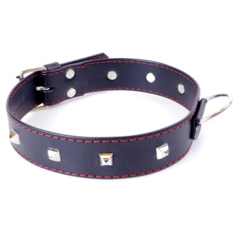 Нашийник зі штучної шкіри з металевими заклепками Fetish Boss Series - Collar with studs Red Line
