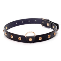 Ошейник из искуственной кожи с кристаллами Fetish Boss Series - Collar Gold Crystal, BS3300116