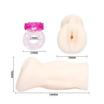 Вагина-мастурбатор с виброкольцом "3D" BM-009134H