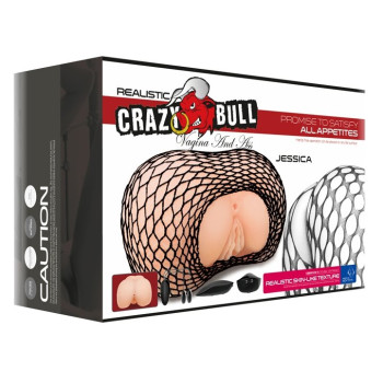 Мастурбатор вагіна та анус з подвійною вібрацією CRAZY BULL - JESSICA Vibrating, BM-009182Z-1