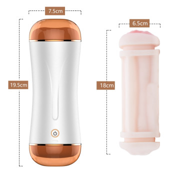 Мастурбатор с двумя входами и вибростимуляцией BOSS Vibrating Masturbation Cup USB 10 function + Interactive Function, BS6300019