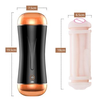 Мастурбатор с двумя входами и вибростимуляцией BOSS Vibrating Masturbation Cup USB 10 function + Interactive Function, BS6300030