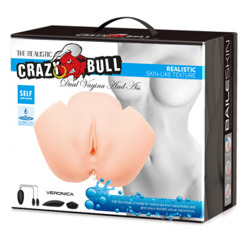 Мастурбатор із подвійною вібрацією та двома входами Crazy Bull - Veronica Dual Vagina and Anal, BM-00900T72ZK