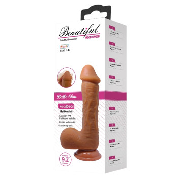 Фаллоимитатор на присоске Baile Beautiful JOHNSON 8,7'' Brown, BW-008040NR-1