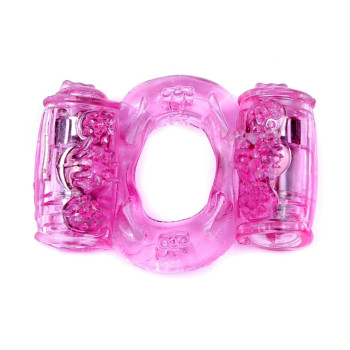 Ерекційне вібро кільце BOSS Vibrating Cock Ring Double Pink, BS6700033