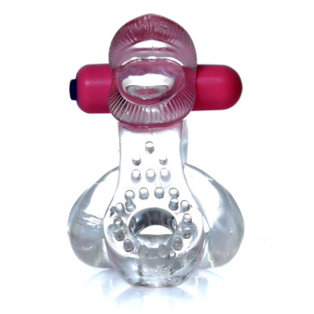 Ерекційне вібро кільце BOSS - Tongue Vibro Cock Ring Clear, BS6700051