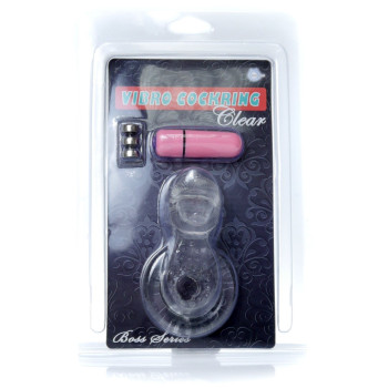 Ерекційне вібро кільце BOSS - Tongue Vibro Cock Ring Clear, BS6700051