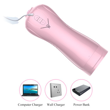 Мастурбатор з вібростимуляцією FOXSHOW Vibrating and Flashing Masturbation Cup Pink USB 7+7 Function, BS6300022