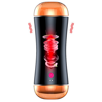 Мастурбатор с двумя входами FOXSHOW Vibrating Masturbation Cup USB 10 function + Interactive Function Black, BS6300045
