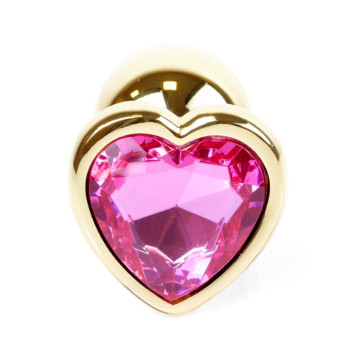 Анальная пробка Boss Series - Jewellery Gold Heart PLUG Pink S, BS6400035