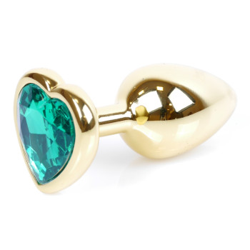 Анальная пробка Boss Series - Jewellery Gold Heart PLUG Green S, BS6400042