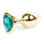 Анальная пробка Boss Series - Jewellery Gold Heart PLUG Green S, BS6400042