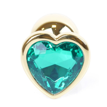 Анальная пробка Boss Series - Jewellery Gold Heart PLUG Green S, BS6400042