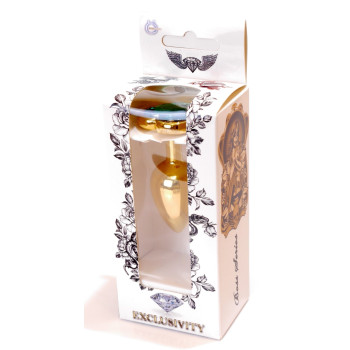 Анальная пробка Boss Series - Jewellery Gold Heart PLUG Green S, BS6400042