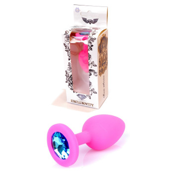 Силиконовая анальная пробка Boss Series - Jewellery Pink Silicon PLUG Small Light Blue S, BS6400081