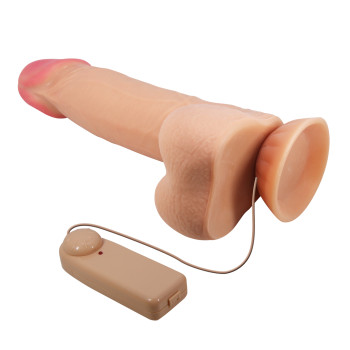 Вибратор на присоске с хребтом и эффектом скользящей кожи BAILE - Sliding Skin 8,5 Flesh