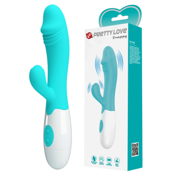 Вібратор на батарейках зі стимуляцією клітора Pretty Love - SNAPPY light blue