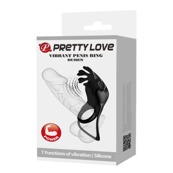 Эрекционное виброкольцо на член Pretty Love - Vibration Penis Ring Ruben Black