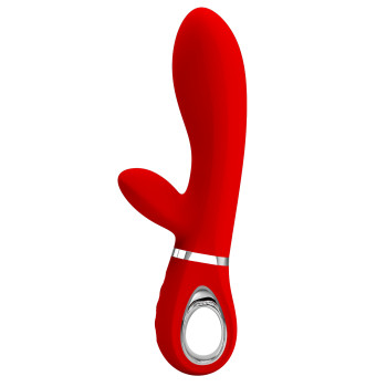 Вибратор с мягкой головкой и клиторальной стимуляцией Pretty Love - Thomas USB Red, BI-014621-2