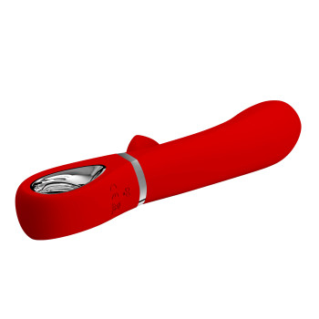 Вибратор с мягкой головкой и клиторальной стимуляцией Pretty Love - Thomas USB Red, BI-014621-2