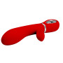 Вибратор с мягкой головкой и клиторальной стимуляцией Pretty Love - Thomas USB Red, BI-014621-2