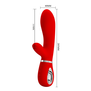 Вибратор с мягкой головкой и клиторальной стимуляцией Pretty Love - Thomas USB Red, BI-014621-2