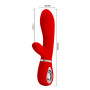 Вибратор с мягкой головкой и клиторальной стимуляцией Pretty Love - Thomas USB Red, BI-014621-2