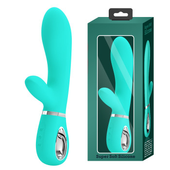 Вібратор з м'якою головкою і кліторальной стимуляцією Pretty Love - Thomas USB Green, BI-014621-4