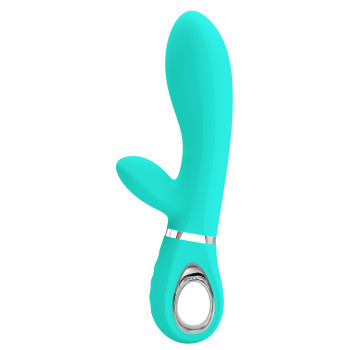 Вибратор с мягкой головкой и клиторальной стимуляцией Pretty Love - Thomas USB Green, BI-014621-4