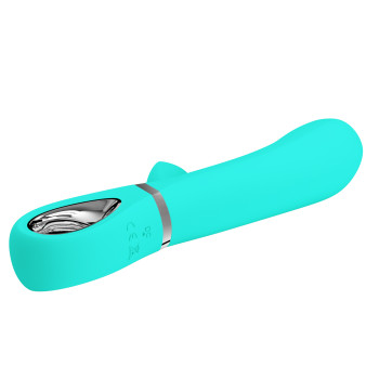 Вибратор с мягкой головкой и клиторальной стимуляцией Pretty Love - Thomas USB Green, BI-014621-4