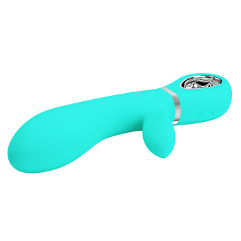 Вибратор с мягкой головкой и клиторальной стимуляцией Pretty Love - Thomas USB Green, BI-014621-4